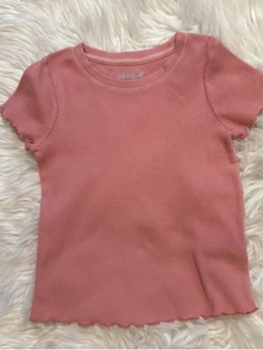 Girls' Ribbed Short-Sleeve Tee in Dusty Rose